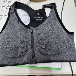 Black and grey sports bra